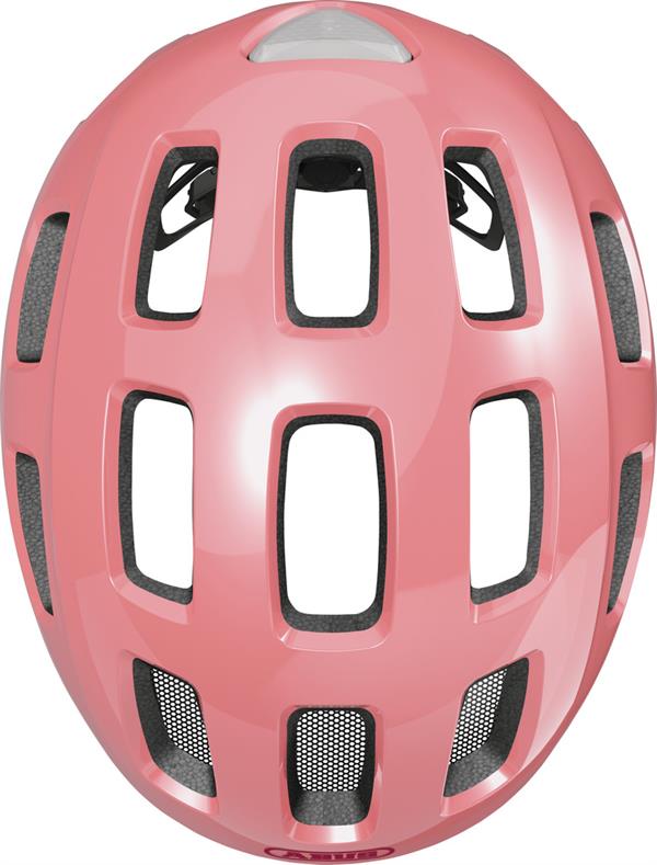 Abus Youn-I 2.0 Living Coral LED lys | koralrød cykelhjelm til børn og unge