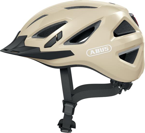 Abus Urban-I 3.0 Cannoli Cream LED lys | beige city cykelhjelm med lys og fidlock magnetspænde