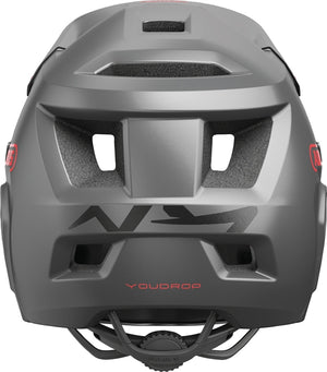 Abus Youdrop FF Ti Silver 48-55 cm. Grå fullface cykelhjelm til børn med kæbebeskytter