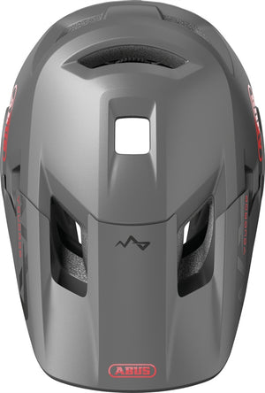 Abus Youdrop FF Ti Silver 48-55 cm. Grå fullface cykelhjelm til børn med kæbebeskytter