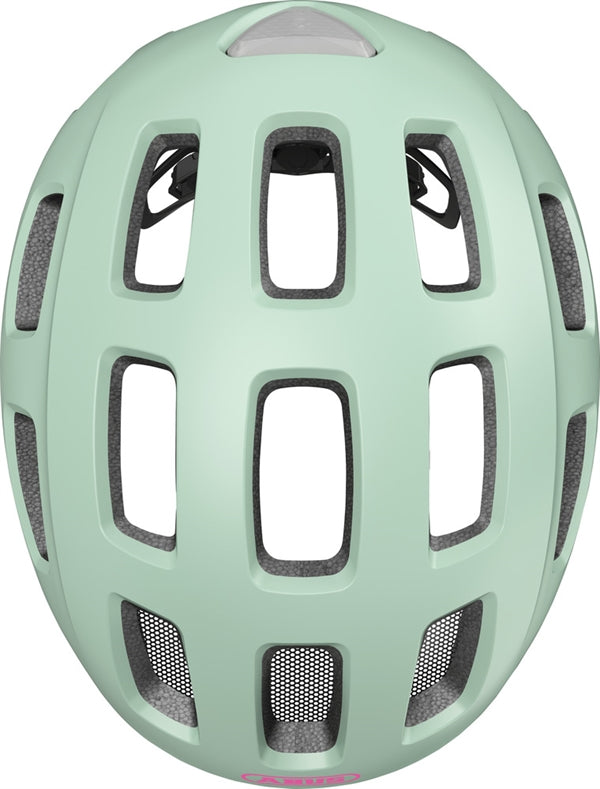 Abus Youn-I 2.0 Iced Mint LED lys | turkis cykelhjelm til børn og voksne med små hoveder