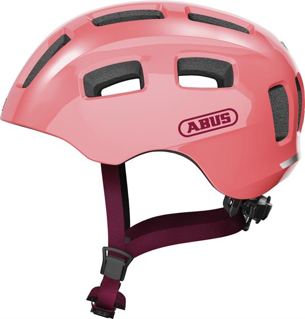 Abus Youn-I 2.0 Pearl White med LED lys | Perlehvid cykelhjelm til børn og unge