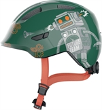 Abus Smiley 3.0 Green Robo |  mörkgrön cykelhjälm med robotar för barn 