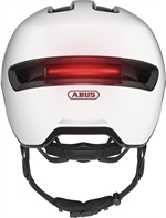 Abus Hud-Y Ace Shiny White | Vit cykelhjälm med visir og LED lampa