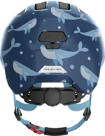 Abus Smiley 3.0 Blue Whale. Blå cykelhjälm för bebis och barn med valar på