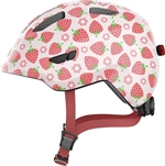 Abus Smiley 3.0 LED Rose Strawberry. Cykelhjälm för barn och bebis med jordgubbsmotiv och LED-lampa bak