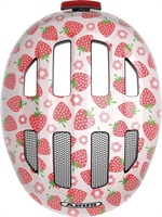 Abus Smiley 3.0 LED Rose Strawberry. Cykelhjälm för barn och bebis med jordgubbsmotiv och LED-lampa bak