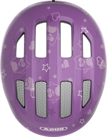 Abus Smiley 3.0 Purple Star. Lila cykelhjälm för barn och bebis med ugglor och stjärnor