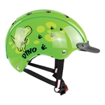 Casco Mini 2 Dino Venture. Ljusgrön cykelhjälm med dinosaurie